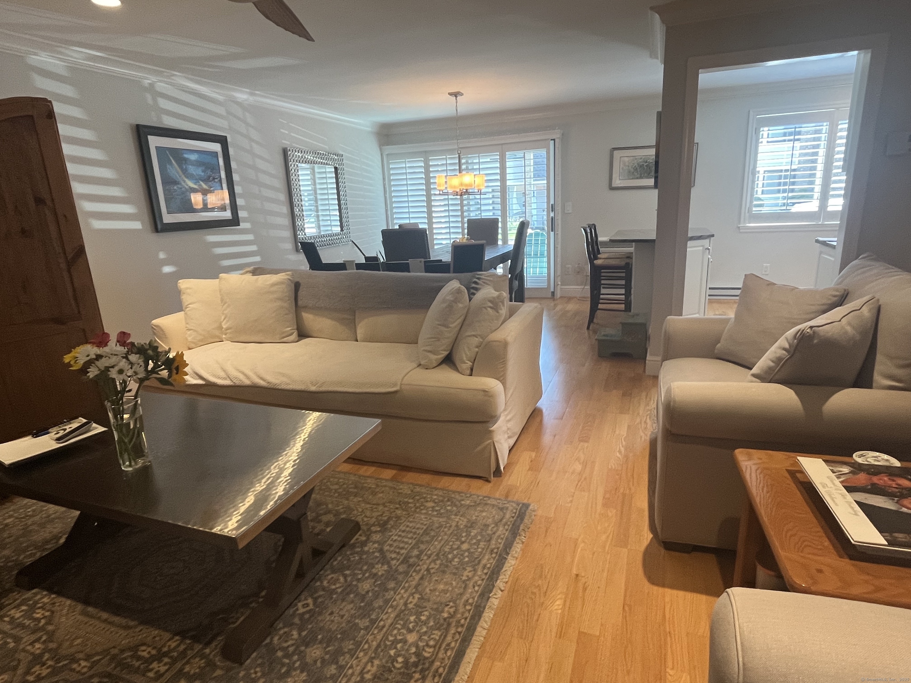 Living room with hardwood floors and natural light